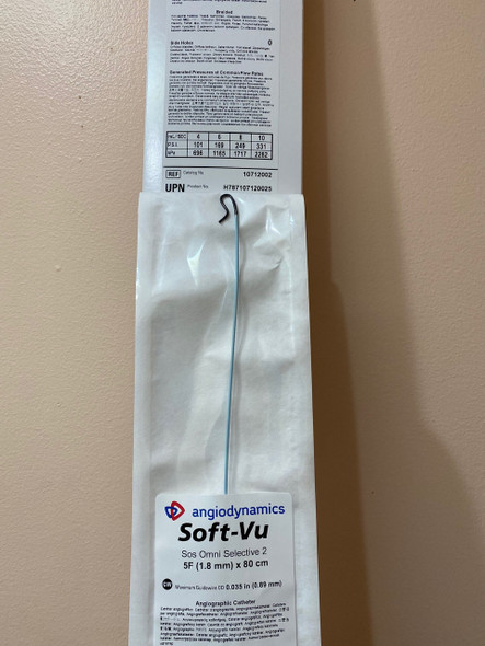 Angiodynamics 10712002-US Soft-Vu® Angiographic Catheters 5F, H787107120025-US. Box of 5