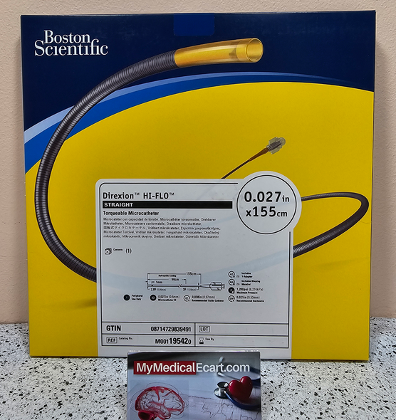 Boston Scientific M001195420 Direxion™ HI-FLO™19-542 Torqueable Microcatheter, Tip Straight, 0.027" x 155cm, Box of 01