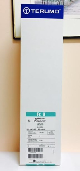 Terumo RSS805 Pinnacle Sheath 8Fr x 25cm 8Fr ID diameter, 2.5cm dilator protruding length. for Peripheral Applications No mini guidewire (Box of 10)