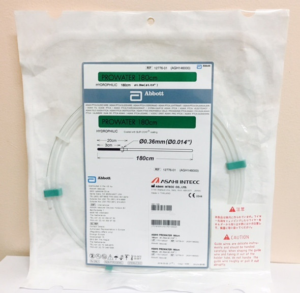 Abbott 12776-01 PROWATER Hydrophilic Asahi GuideWire 180cm x 0.014". Box of 05