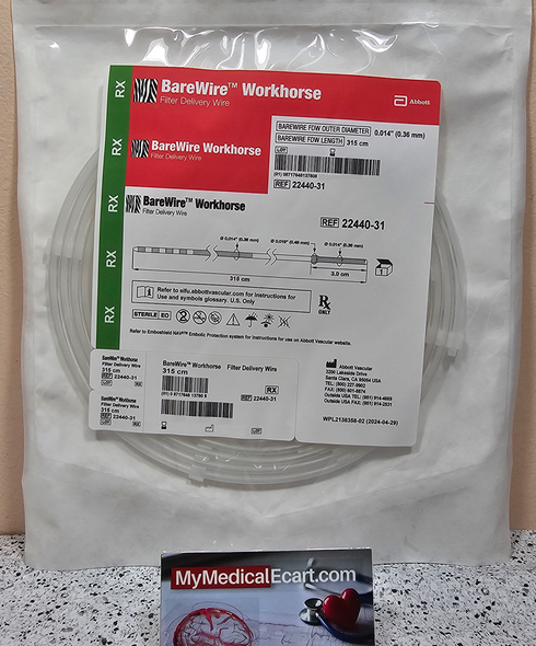 Abbott 22440-31 BareWire Workhorse Filter Delivery Wire 315 cm. Box of 5