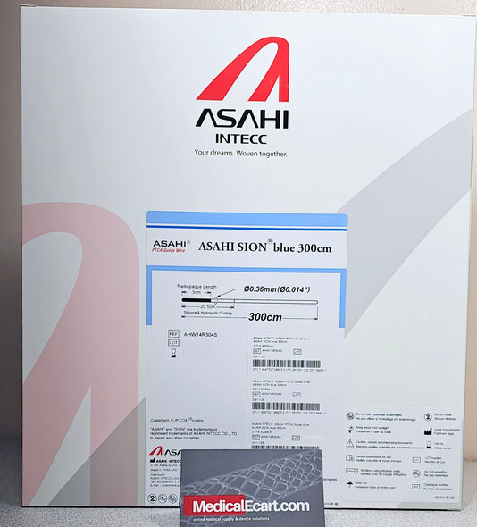 Asahi AHW14R304S SION Blue PTCA GuideWire 0.014" X 300 cm, Straight. Box of 5