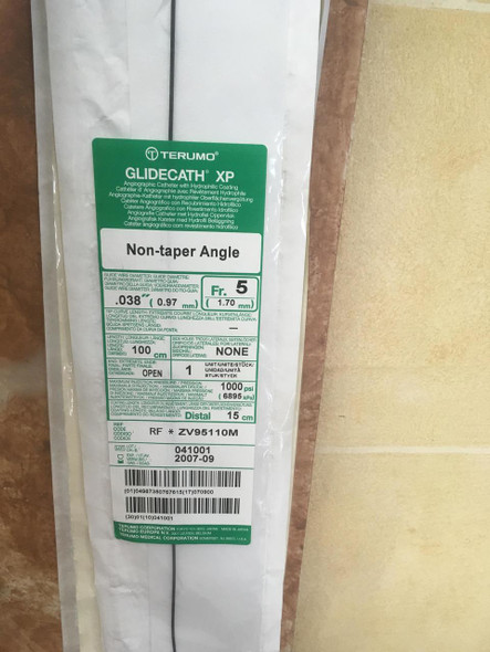 RF*ZV95110M-EXP TERUMO GLIDECATH ® XP Hydrophilic Coated Catheter 5Fr. Non-taper Angle. 038" x 100cm