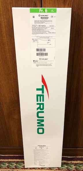 RSR02 Terumo Pinnacle Destination 6Fr, 45cm, hockey stick curve style w/ cross-cut valve. No mini guidewire