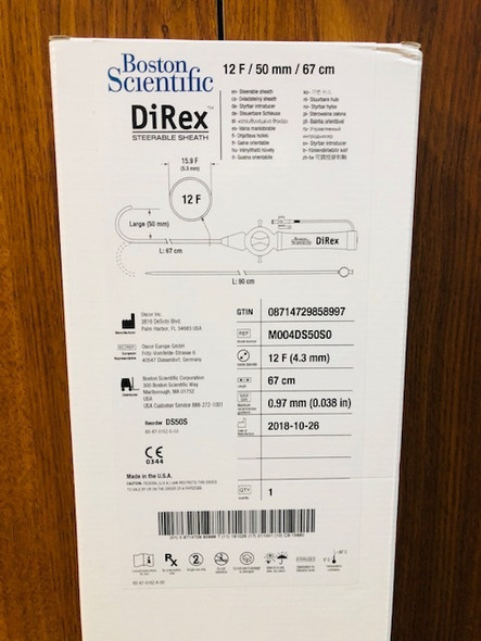 Boston Scientific M004DS50S0 DIREX™ Steerable Sheath 12F., 50mm x 67 cm
