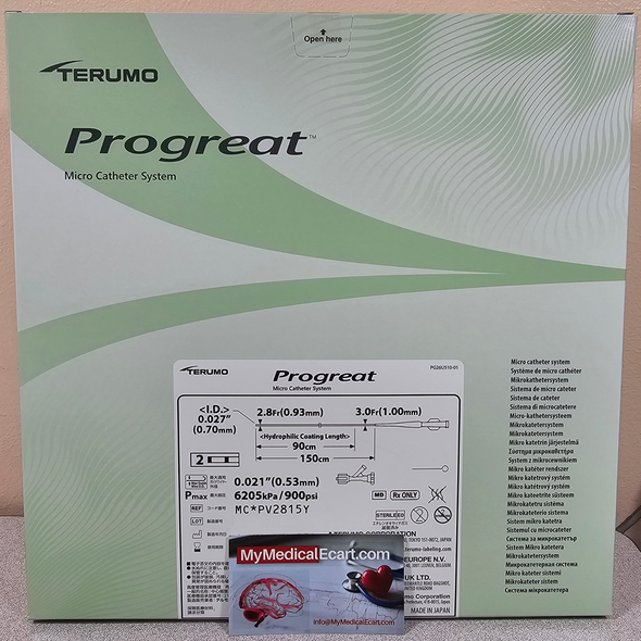 Terumo MC*PV2815Y PROGREAT® MicroCatheter System 2.8 Fr x 150 cm, Straight, MCPV2815Y