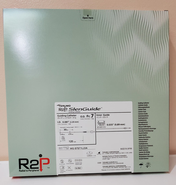 Terumo WG-S7ST1L23A, R2P™ SLENGUIDE™ Guiding Catheter, 120 cm, 7 Fr, Straight (1 per box)