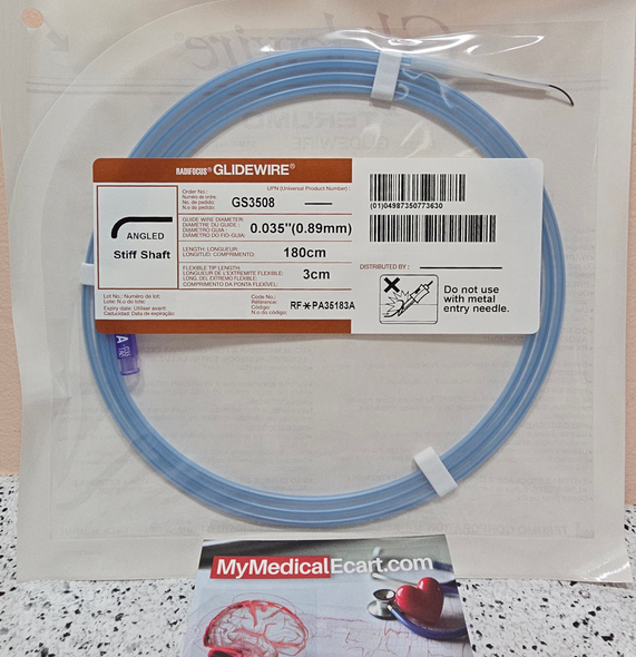 Terumo GS3508  GLIDEWIRE® Hydrophilic Coated Guidewire, Stiff Shaft , 0.035” x 180cm, Tip 3 cm, Tip Shape Angle. Box of 05
RF*PA35183A
