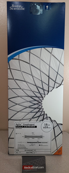 Boston Scientific M00517440 Agile™ Esophageal Fully Covered Stent System, Stent O.D. 18 mm, Proximal/Distal Flares O.D. 23 mm, Stent Length 59 mm, Delivery System Diameter 10.5 Fr, Box of 01