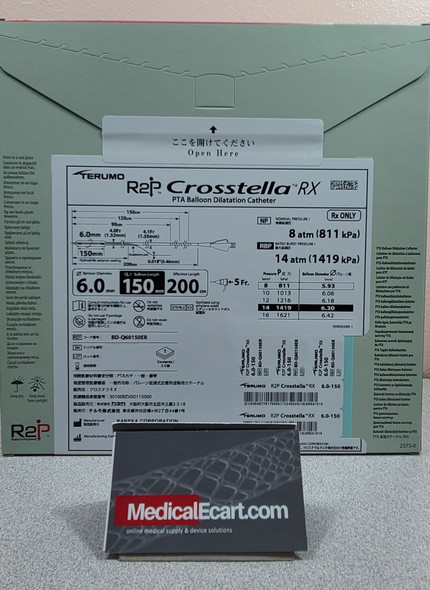 Terumo BD-Q60150ER R2P™ CROSSTELLA® RX PTA Balloon Dilatation Catheter, 200 cm, 5 Fr, 6 mm x 150 mm, Box of 01