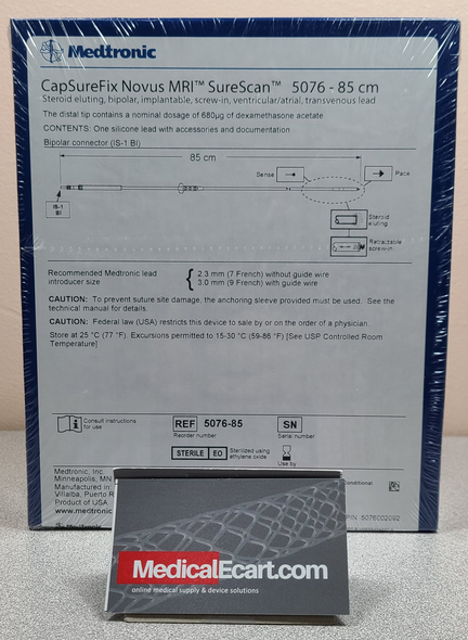 Medtronic 5076-85 CapSureFix Novus MRI™ SureScan™ 5076 - 85 cm Lead, Box of 01