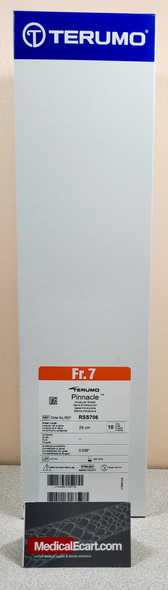 Terumo RSS706 PINNACLE Introducer Sheaths 7Fr., 25cm, No Wire, Compatible with 0.038" Wire. Box of 10
