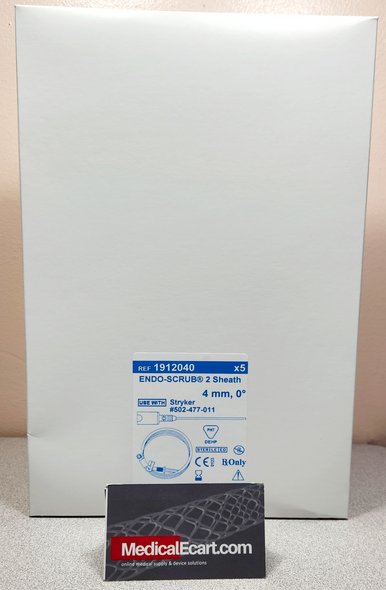Medtronic 1912040 Endo-Scrub 2 Sheath 4mm, 0º, use with Stryker, 502-477-011, Includes Tubing Set. Box of 05
