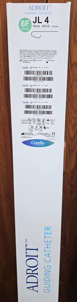 Cordis 67204025 ADROIT ® JL4 0.72" ID, PTFE Guiding Catheter, 125cm, 6Fr, Box of 01