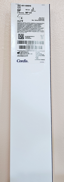 Cordis® 451-506H0 TEMPO® 5, 451-506H0, Multi-Purpose (MP A1), Small Curve Coated Nylon Diagnostic Catheter, 5Fr X 0.038 in X 100 cm, Box of 05