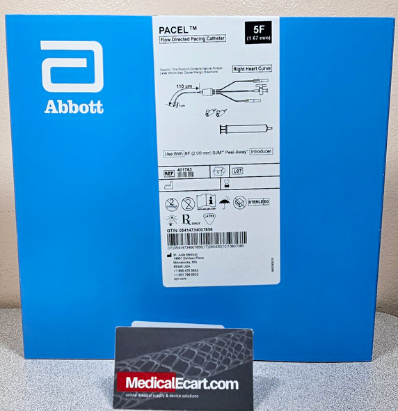 Abbott 401763 Pacel™ Bipolar Pacing Catheter 5Fr x 110cm, Right Heart Curve, Flow Directed. Box of 1