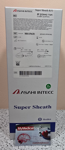 Asahi Medikit M00115962B1, Super Sheath™ Radiopaque Marker Sheath (RO), Introducer Sheath, Guidewire Not Included, 6 Fr X 11 cm Length, Max Guidewire Size 0.038", Box of 10