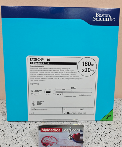 Boston Scientific M001509110 Fathom 16, 50-911 Steerable Guidewires 180cm x 35cm, 0.016 Straight Tip, Box of 1