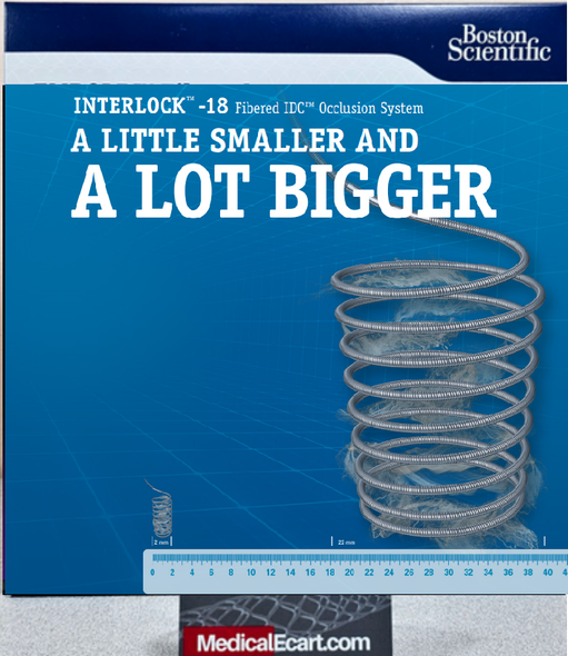 Boston Scientific 36164 INTERLOCK™-18 2D Helical Coil, M001361640, Fibered IDC™ Occlusion System, 14mm X 30cm, Box of 01