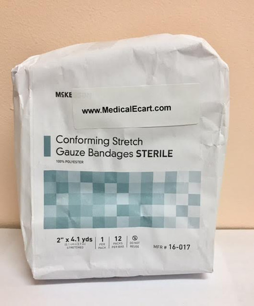 16-017 Conforming Bandage McKesson Poly Blend 2 Inch X 4-1/10 Yard Roll Sterile. Case/96