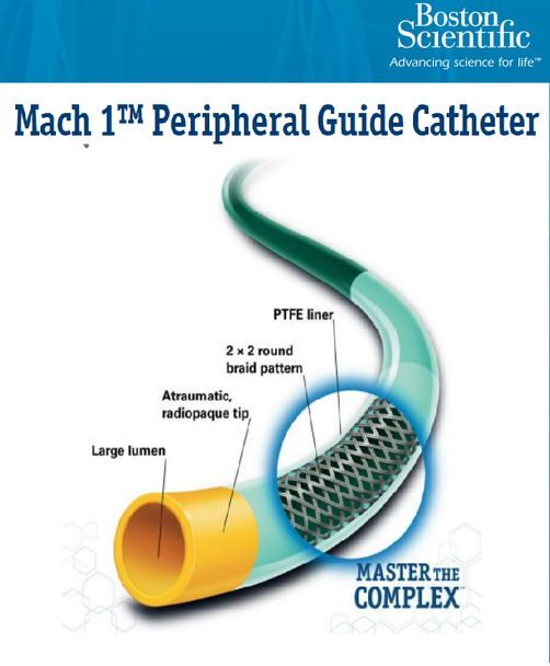 Boston Scientific M001198000 MACH 1™19800 (19-800) Guide Catheter, 8 Fr, 55 cm X 0.091 in ID, HS Tip Shape, Box of 01
