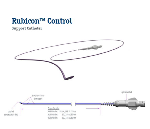 Boston Scientific H749394323513A0 Rubicon™ Control Support Catheter, 5 Fr X 135 cm, Guidewire compatibility 0.035", Steep Angle Tip Shape, Box of 01