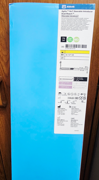 Abbott SI-1371-M Agilis™ NxT Steerable Introducer, 13Fr, Sheath size 71cm, Medium curl, dual-reach, bi-directional, Box of 01