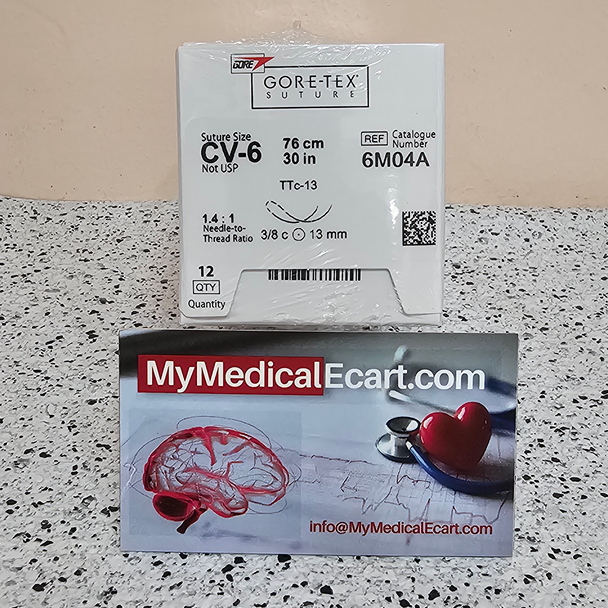 GORE-TEX® 6M04A SUTURE, Taper Point, Double Arm, TTc-13, TTc-13 13mm, 3/8 Circle, 30in = 76cm, Size CV-6, Box of 12