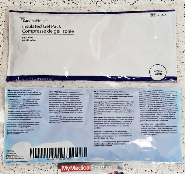 Cardinal Health™ 80304A Reusable Hot/Cold Gel Pack, Insulated, Medium, 4.5 x 10.5in, Case of 24