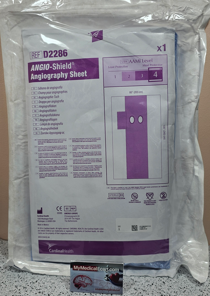 Cardinal Health D2286 Sterile Angiography Surgical Drape, 80 in X 135 in, AAMI Level 4. Case of 20