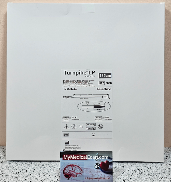 Teleflex 5638 Turnpike® LP Catheter, with Hydrophilic Coating, 135cm Length, OD Prox. 2.9Fr. , Distal 2.2Fr, Compatible Guidewire Diameter 0.014". Box of 01