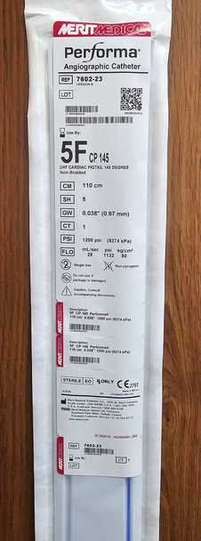 Medical 7602-23 Performa® 145 Degree Cardiac Pigtail Catheters, 5 Fr X 110 cm, non-braided pig, Box of 05