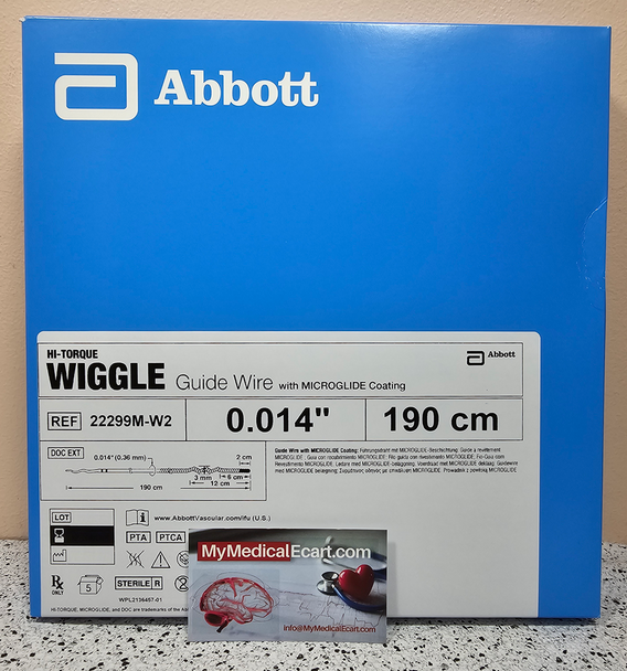 Abbott 22299M-W2 HI-TORQUE WIGGLE™ Guide Wire .014 Straight Tip 2.0 cm x 190cm, with Microglide® Coating. Box of 05