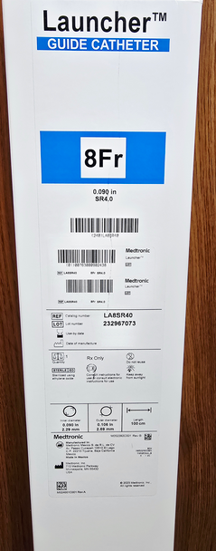 Medtronic LA8SR40  Launcher® Coronary Guide Catheter SR4.0, 8Fr, 0.090" x 100cm, Box of 01
