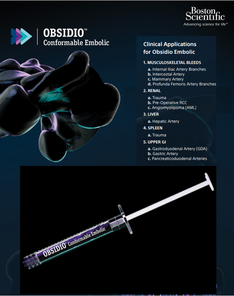 Boston Scientific M0013972101010 OBSIDIO™ Conformable Embolic, Obsidio Syringe 1 mL (1 cc). Box of 01