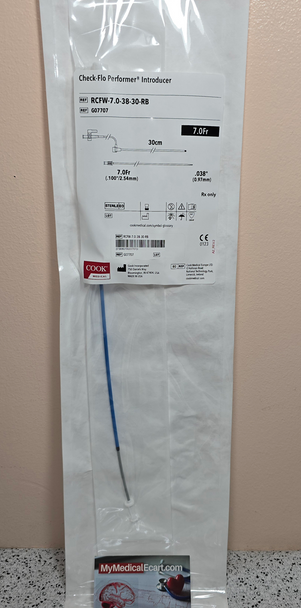 COOK G07707 Check-Flo® Performer™ RCFW-7.0-38-30-RB, Introducer 7Fr. x 30 cm, 0.038", Introducer Only, Radiopaque Band, Pack of 01
