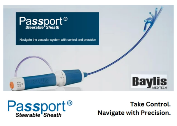 Baylis PSS0709009 Passport® Steerable Sheath, 7.0 F X 90 cm Length, Usable Dilator Length 108 cm; Curve Bend 9 mm. Box of 01