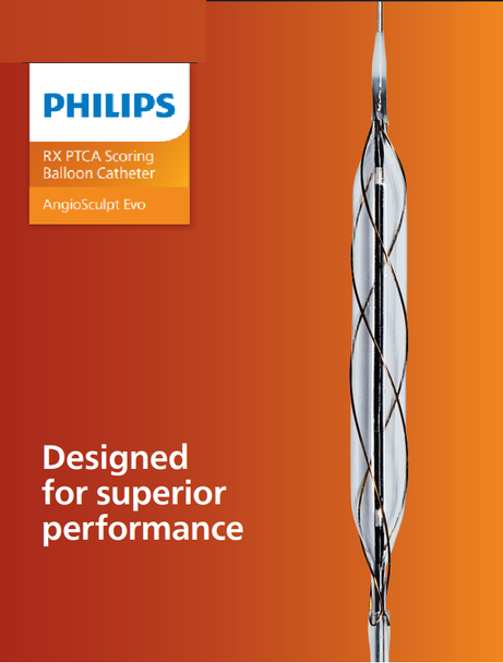 Philips 2200-3015-B AngioSculpt Evo RX PTA scoring Balloon Catheter 3.0 mm X 15 mm X 139 cm, with hydrophilic coating, Box of 01