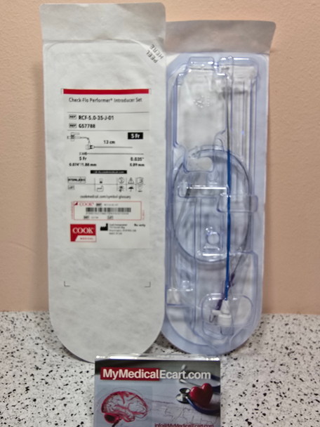COOK G57788 Check-Flo® Performer™ RCF-5.0-35-J-01, Introducer Set 5Fr. x 13 cm, 0.035", Introducer that Includes a Wire Guide. Pack of 01