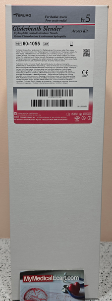 Terumo 60-1055 GLIDESHEATH SLENDER® Hydrophilic Coated Introducer Sheath, A Kit 5Fr 10cm 0.025" Plastic Shortangle 0.025” x 45cm, Needle Size 20G 32mm, Double Wall Puncture, Box of 5