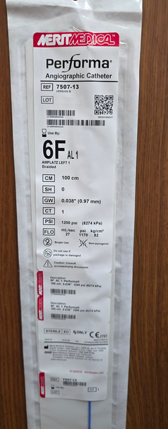 Medical 7507-13, Performa® AL1, Angiographic Catheter, Braided, 6FR, 100 cm, 0.038", Amplatz Left (AL1), Box of 05