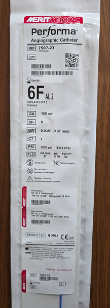 Medical 7507-23, Performa® AL2, Angiographic Catheter, Braided, 6FR, 100 cm, 0.038", Amplatz Left (AL2), Box of 05