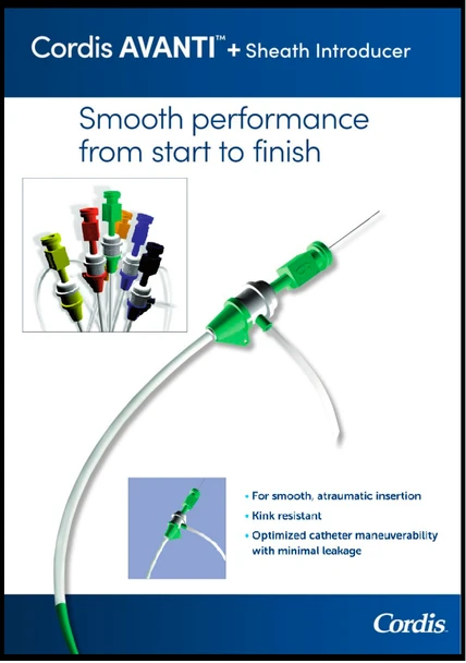 Cordis 504-657X,  AVANTI® 504658X,  + Standard Sheath Introducer with Mini-Guidewire, 0.038in, 11cm Cannula, 7.5MS Fr. Box of 5