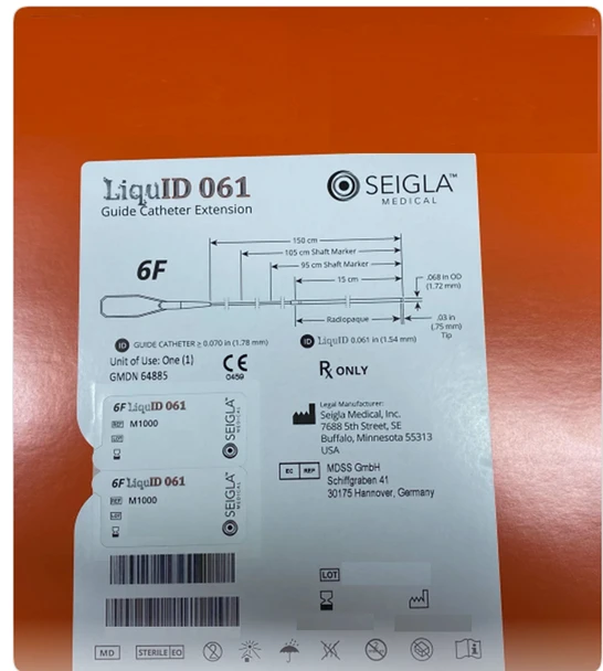 Nipro M1000 LiquID Guide Catheter Extension, LiquID 061, ID 0.061 inches (1.55mm), 6Fr x 150 cm Working Lenght. Box of 01