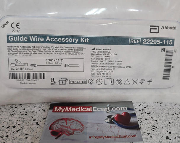 Abbott 22295-115 Guide Wire Accessory Kit with Rotating Hemostatic Valve .115", Guide Wire Introducer, Torque Device, Box of 10