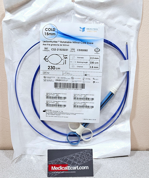 Micro-Tech CS50061 LesionHunter™ Cold Snare, Oval 15 mm wide, Nitinol Wire, 230 cm Working Length, 2.3 mm Outer Diameter, Box of 10