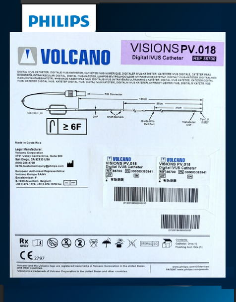 Philips 86700 Volcano Visions PV .018P RX digital IVUS Catheter 6F., 0.018” x 135 cm, Box of 01