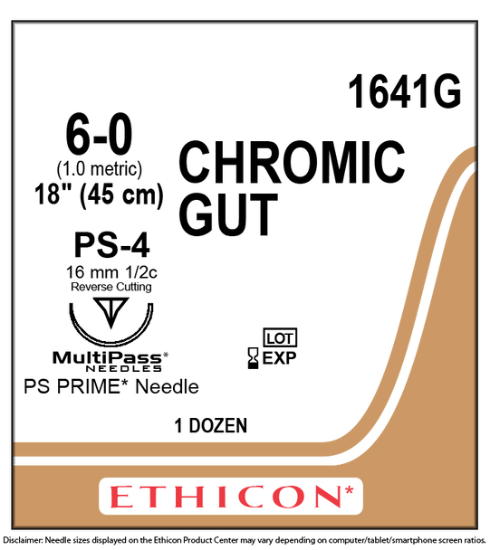 Ethicon 1641G Surgical Gut Suture - Chromic
