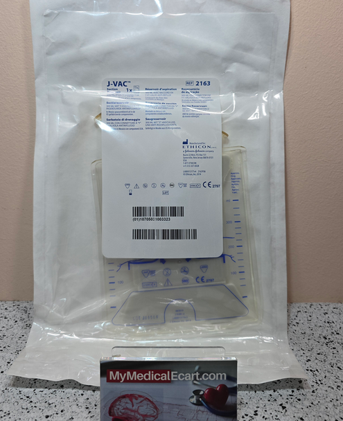 Ethicon 2163 J-VAC Drain, J-VAC Reservoir - Sterile; 300 ml Closed Wound Drainage Reservoir, Case of 10