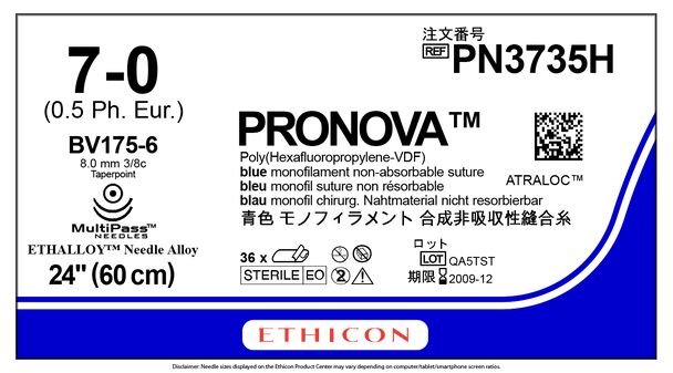Ethicon PN3735H PRONOVA® Poly (Hexafluoropropylene – VDF) Suture